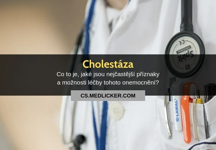 Lékař s fonendoskopem v bílém plášti pro článek o cholestázě